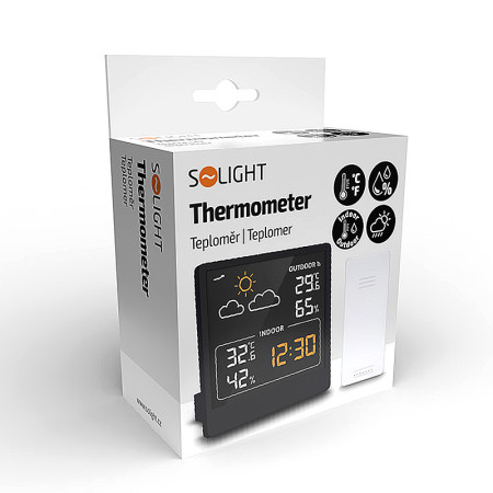 Teplomer bezdrôtový čierny SOLIGHT TE48B