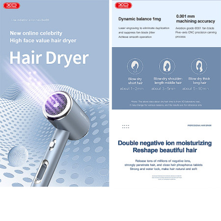 Sušič vlasov XO-CF2 modrý 1600W