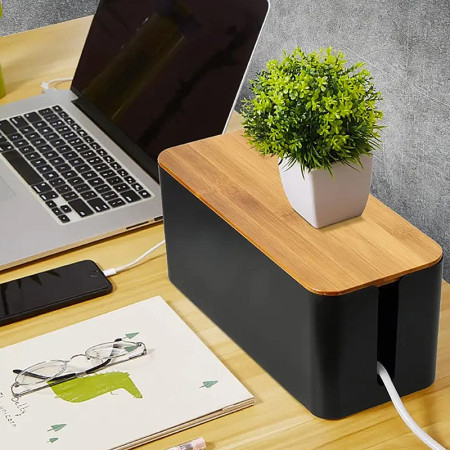 Káblový manažment BLACK BOX+WOOD (30x11x11cm)