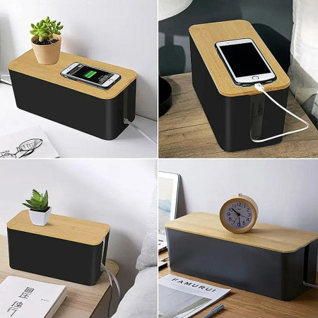 Káblový manažment BLACK BOX+WOOD (30x11x11cm)