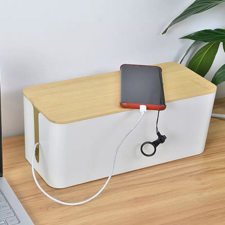 Káblový manažment WHITE BOX+WOOD (30x11x11cm)