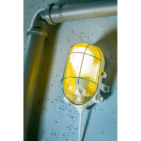 Svietidlo 1xE27 oválne sivé s mriežkou GTV OS-KAM060-00