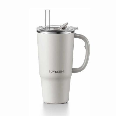 Termo pohár so slamkou 700 ml BUYDEEM DS57-OW biely