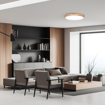 Stropnica LED 390mm 48W 3-6000K CCT+DO 3360lm IP20 Wood decor SOLIGHT WO8009