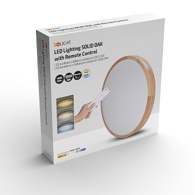 Stropnica LED 390mm 48W 3-6000K CCT+DO 3360lm IP20 Wood decor SOLIGHT WO8009