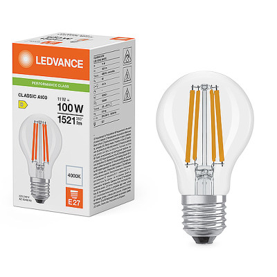 Žiarovka LEDVANCE LED CLA100 E27 11W/840 FILAMENT CL 1521lm PMC