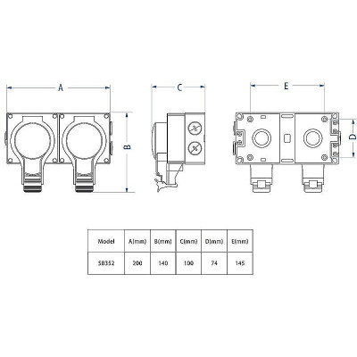 Dvojzásuvka VDT IP66 SOLIGHT 5B352