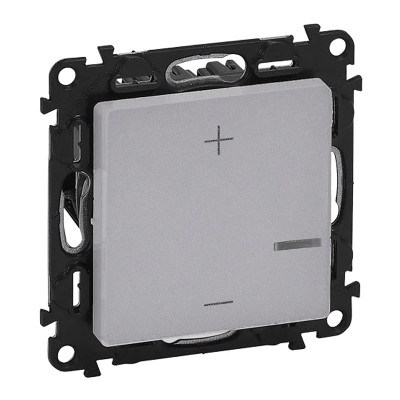 Stmievač LEGRAND VALENA LIFE 752362A hliník tlačidlový 3-125W bez N vodiča (pre led žiarovky)