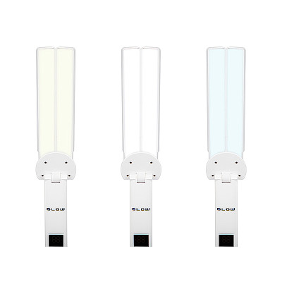 Lampa stolová LED 5W 3-6000K CCT+displej biela dvojramenná BLOW LB-24