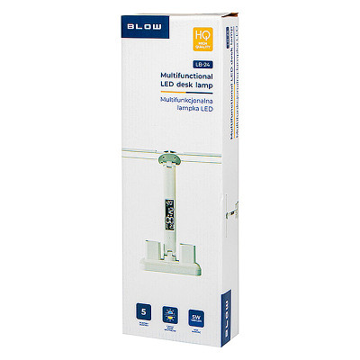 Lampa stolová LED 5W 3-6000K CCT+displej biela dvojramenná BLOW LB-24