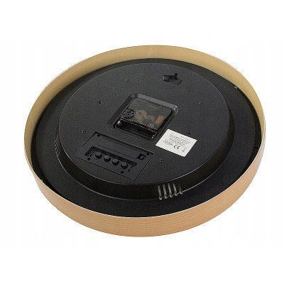 Hodiny nástenné okrúhle 30cm s teplomerom a dátumom ZD-30SD svetlé drevo imitácia