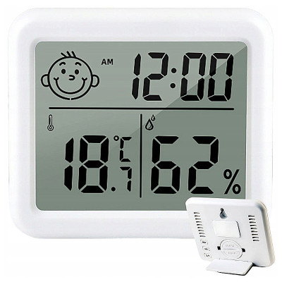 Teplomer a vlhkomer s hodinami vnútorný SOLEX CX-0813