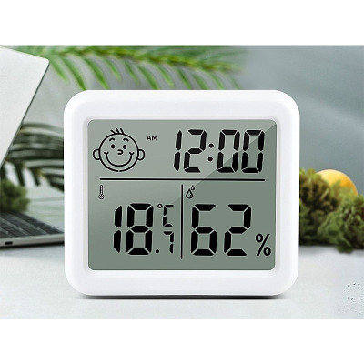 Teplomer a vlhkomer s hodinami vnútorný SOLEX CX-0813