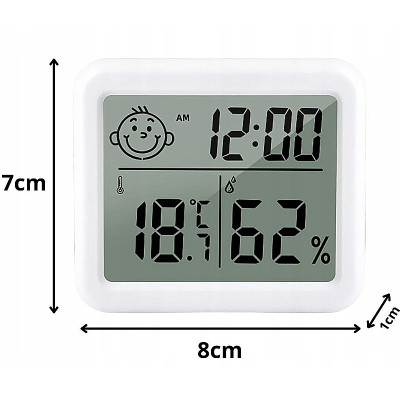 Teplomer a vlhkomer s hodinami vnútorný SOLEX CX-0813