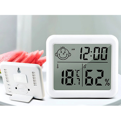 Teplomer a vlhkomer s hodinami vnútorný SOLEX CX-0813