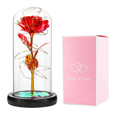 Darček večná ruža v skle LED červená ROSE OF LOVE VRS-25R