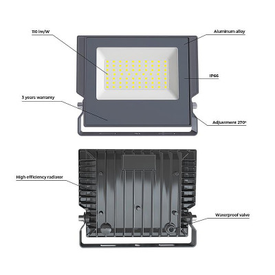 Reflektor LED 100W 6000K sivý FOREVER IP66 ASPIRE PROFI