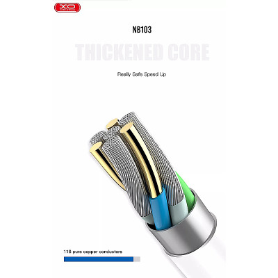 Kábel USBA-IPHONE čierny 2m 2,1A XO NB103