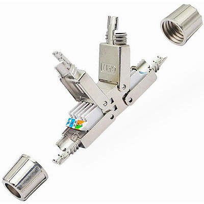 Spojka káblová RJ45-RJ45 UTP/STP Cat.6/6A/7/7A 10Gbit/s kovová SOLEX RJ8 (TT1-1)