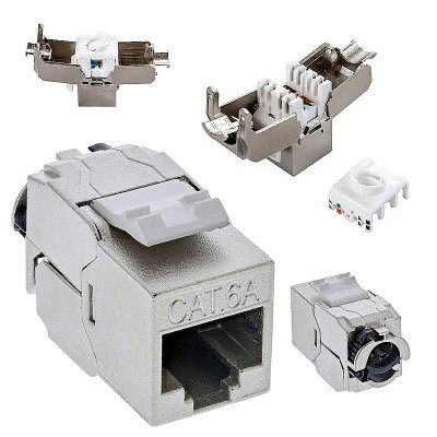 Káblová dátová zásuvka 1xRJ45 STP Cat.6A 10Gbit/s kovová SOLEX RJ10 Keystone