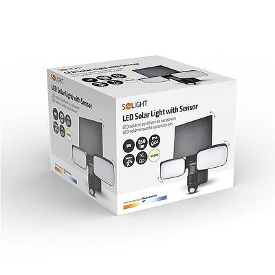 Reflektor LED so solárnym panelom+PIR 9W 850lm 4000K SOLIGHT WO7203