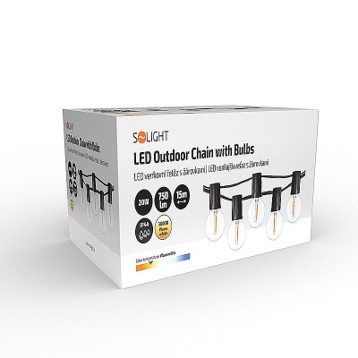 Reťaz svietiaca LED WW 10ks 5+3m IP44 SOLIGHT WO794-2