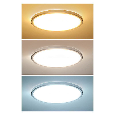 Stropnica LED IP54 220mm 18W 3-6000K 3CCT 1620lm okrúhla strieborná SOLIGHT WO825 Acate