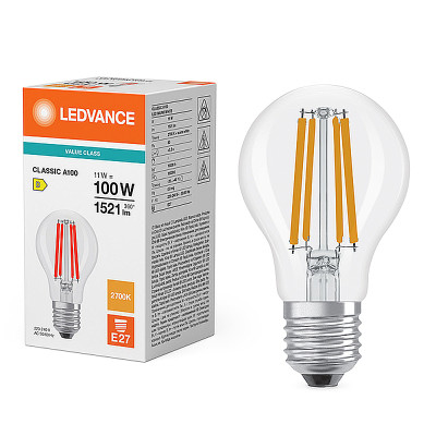Žiarovka LEDVANCE LED CLA100 E27 11W/827 FILAMENT 1521lm VC