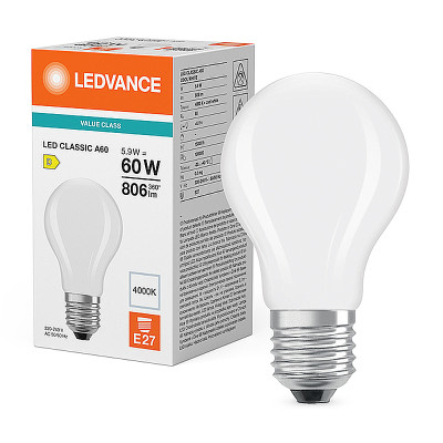 Žiarovka LEDVANCE LED CLA60 E27 5,9W/840 FILAMENT FR matná PMC