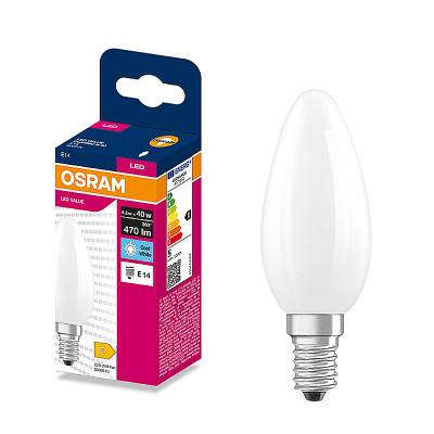 Žiarovka OSRAM LED CLB40 E14 4,2W/840 sviečka FILAMENT GLFR matná 470lm