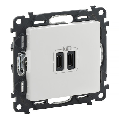 Dvojzásuvka 2xUSBC nabíjačka USBC+USBC 3A 15W LEGRAND VALENA LIFE 753107 biela