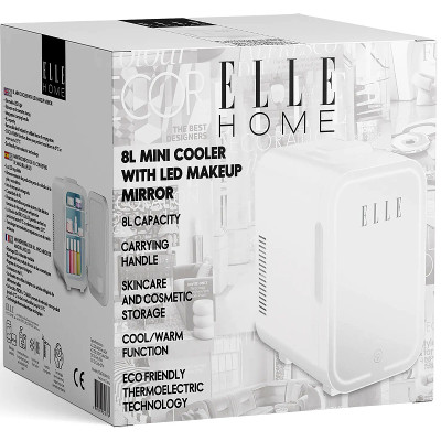 Mini chladnička na kozmetiku so zrkadlom ELLE ESDAFX08WHEU biela 8L