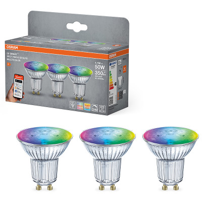 Žiarovka OSRAM LED SMART WIFI GU10 4,7W/2700-6500 + RGBW CCT 45° (3PACK BASE)