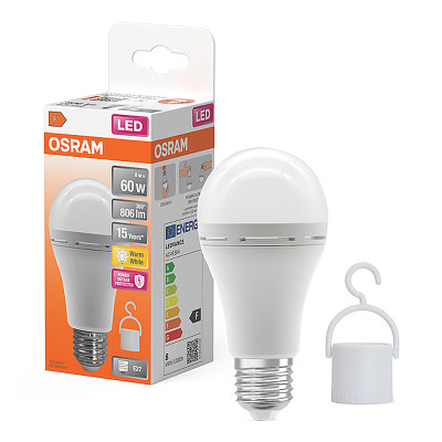 Žiarovka OSRAM LED CLA60RECH E27 8W/827 RECHARGEABLE nabíjateľná EMERGENCY