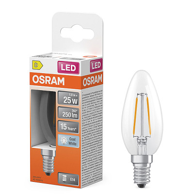 Žiarovka OSRAM LED SCLB25 E14 1,8W/840 sviečka FILAMENT 250lm