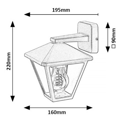 Vonkajšie nástenné svietidlo RABALUX 7147 Paravento E27 IP44 čierne