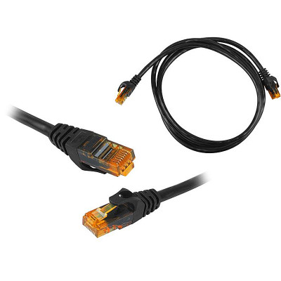 Kábel RJ45-RJ45 1m Cat.6E UTP čierny