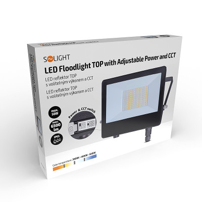 Reflektor LED 50W CCT BK SOLIGHT WM-50W-T 30-50W/CCT BK 3900-6500lm IP65 rýchlokonektor