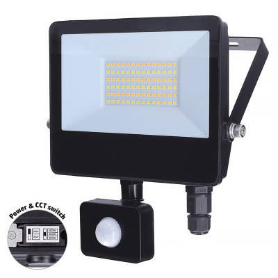 Reflektor LED 30W+PIR CCT BK SOLIGHT WM-30WS-T 20-30W/CCT BK 2600-3900lm IP65 rýchlokonektor