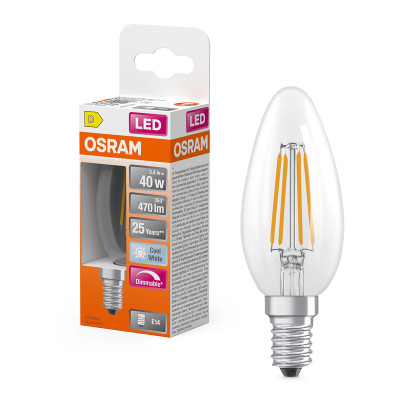 Žiarovka OSRAM LED SCLB40D E14 3,4W/840 sviečka FILAMENT DIM