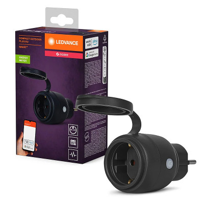 Zásuvka diaľkovo ovládaná LEDVANCE SMART+ ZIGBEE COMPACT OUTDOOR Plug EU Black 16A IP44 a merač spotreby (DY11)