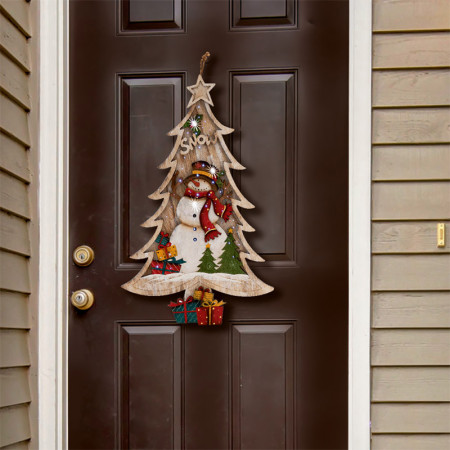 Dekorácia vianočná drevený stromček s optickými vláknami KID24