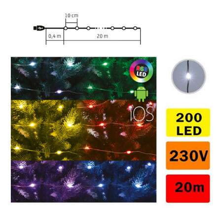 Vianočná súprava 200ks RGB LED 29 programov HOME ML200RGBSMART
