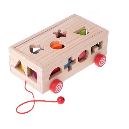 Pomôcka edukačná drevený vozík s kockami