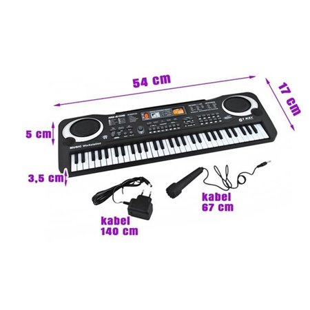 Varhany detské+mikrofón 61 klávesov čierne S14687
