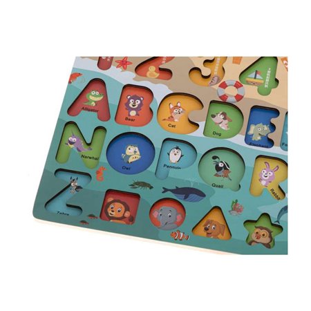 Pomôcka edukačná počítadlo drevené s abecedou a číslami RYBAČKA