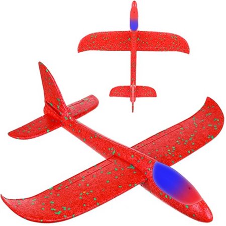 Lietadlo hádzacie polystyrénové 49x47cm červené 2LED