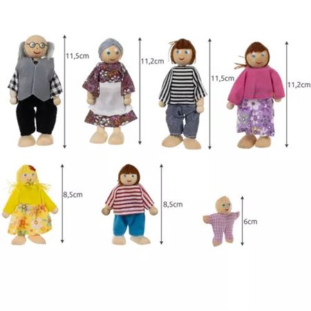 Hračka drevené miniatúrne bábiky RODINKA 7ks