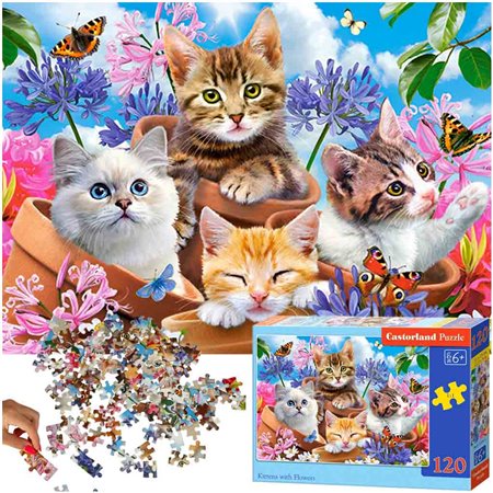 Castorland PUZZLE 120ks Kittens with Flowers 6+
