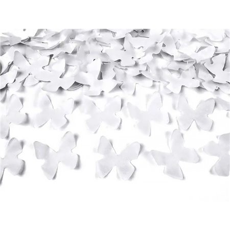 Vystrelovacie konfety biele motýliky 60cm Party Deco TUKBT60